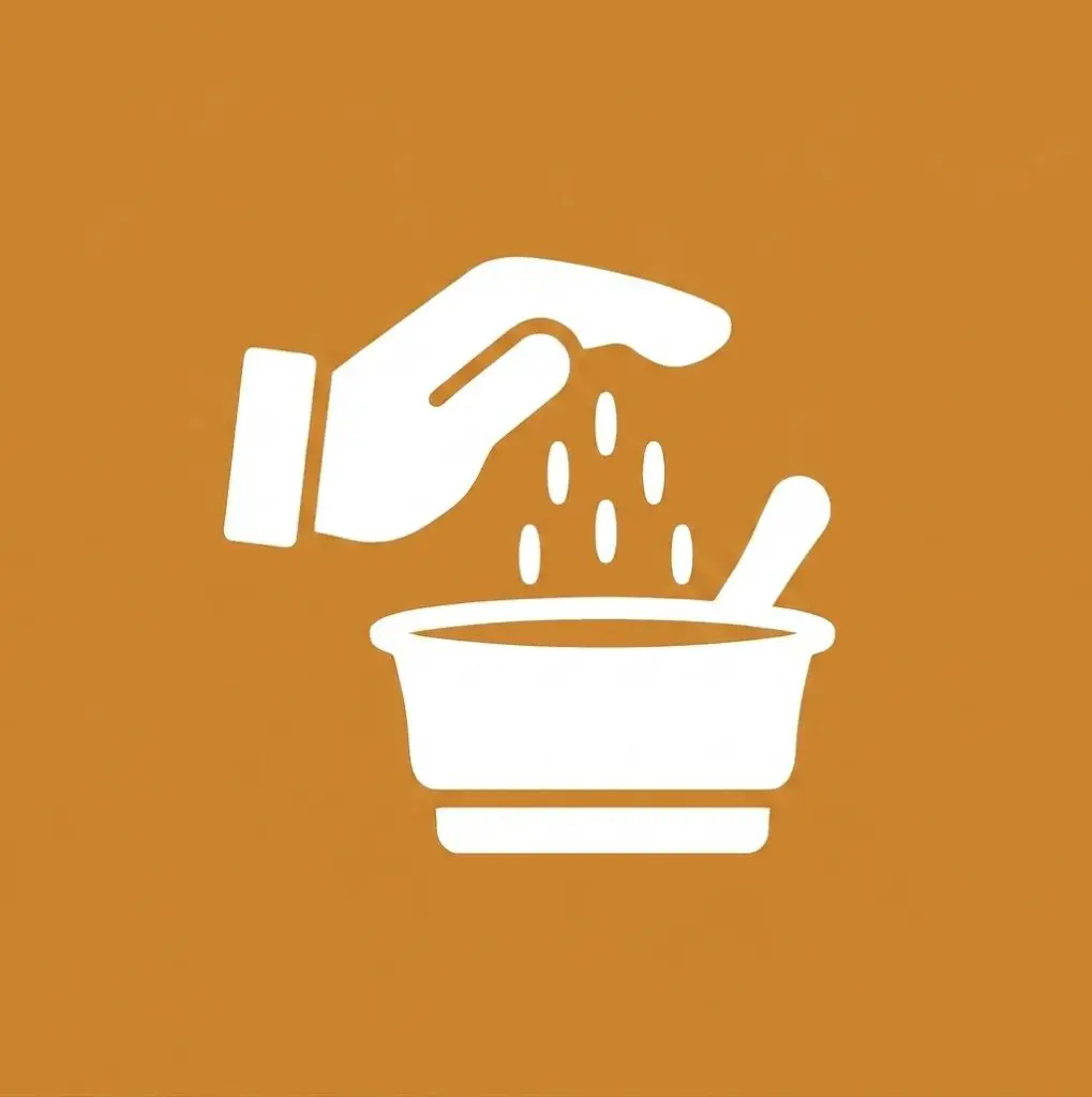 Adding spices to bowl graphic