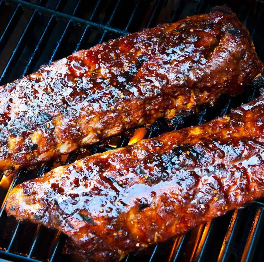 Juicy ribs with a glossy barbecue glaze